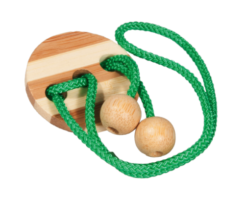 IQ-Test, Bamboo string puzzle "light green", in metal box