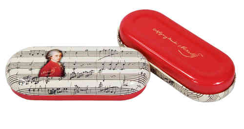 spectacle case, Mozart, metal