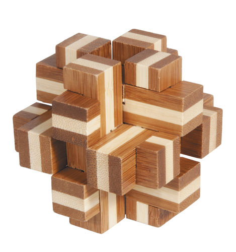 3D-Puzzle, "Würfelkreuz", aus Bambus, IQ-Test