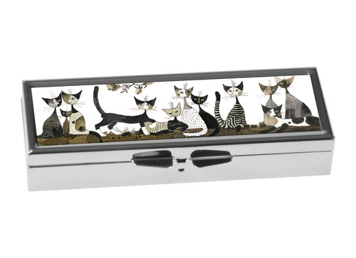 Pill box, "R. Wachtmeister, Cats, Sepia", 7-days-version, metal