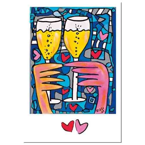 James Rizzi Doppelkarte mit Umschlag "A toast to love"
