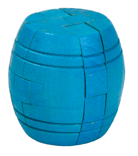 IQ-Test, "Fass", blau, 3D Puzzle aus Holz