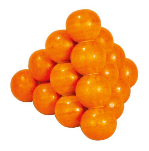 IQ-Test, "Kugelpyramide", orange, 3D Puzzle aus Holz