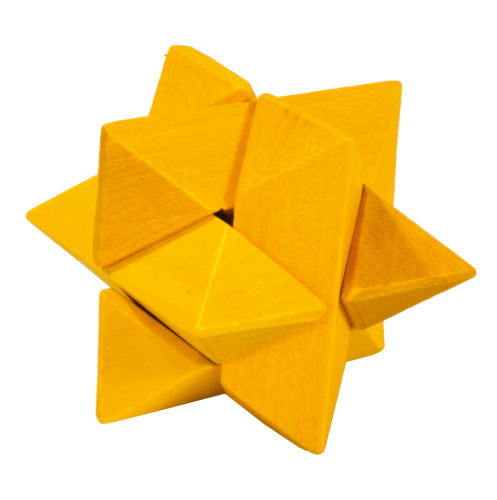 IQ-Test, "Stern", gelb, 3D Puzzle aus Holz