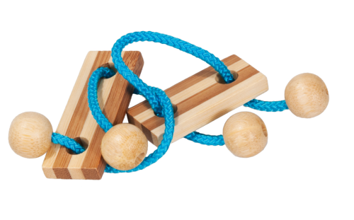 IQ-Test bamboo string-puzzle in a case „blue“
