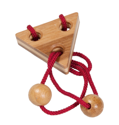 IQ-Test bamboo string-puzzle in metal case „red“
