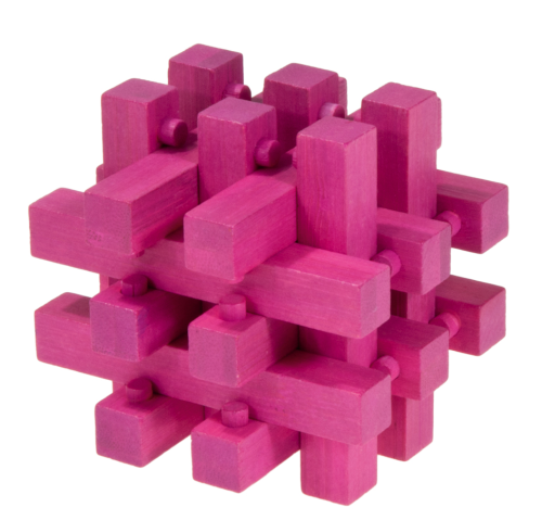 „IQ-Test“ bamboo puzzle „locked“ colour magenta