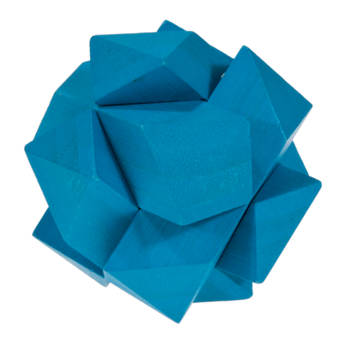 „IQ-Test“ bamboo puzzle „angular knot“ colour blue
