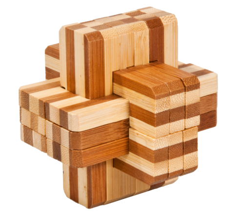 Fridolin IQ Test Bambus Puzzle Knobel Spiel 3D Gitterbox 9 x 8,5 x 9 cm 