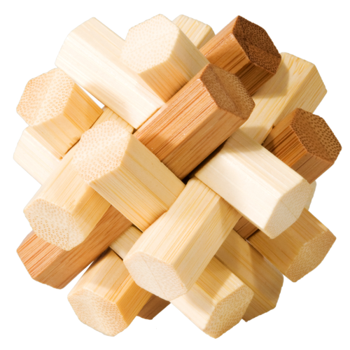 Fridolin IQ Test Bambus Puzzle Knobel Spiel 3D Doppelkreuz 9 x 8,5 x 9 cm 