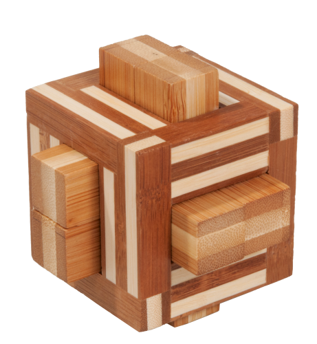 Fridolin IQ Test Bambus Puzzle Knobel Spiel 3D Blockkreuz 2-9 x 8,5 x 9 cm 