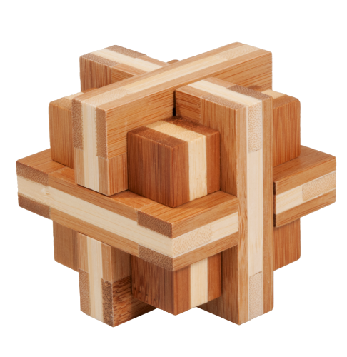Fridolin IQ Test Bambus Puzzle Knobel Spiel 3D Verschlossen 9 x 8,5 x 9 cm 