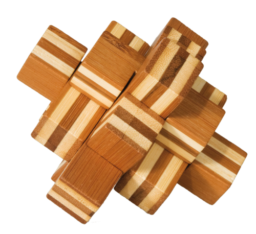 Fridolin IQ Test Bambou Puzzle Knobel jeu 3d Multi Square 9 x 8,5 x 9 cm 
