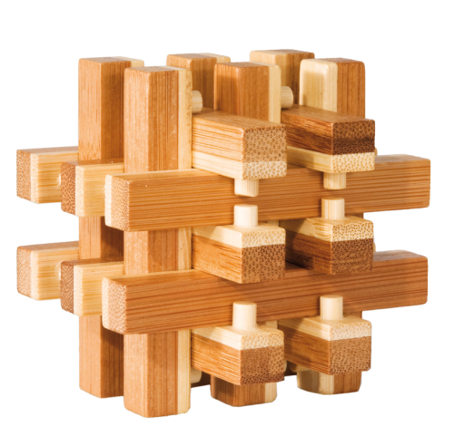 Fridolin IQ Test Bambou Puzzle Knobel jeu 3d konstukt 9 x 8,5 x 9 cm 