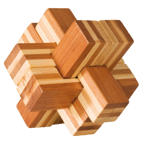 3D-Puzzle, "Block-Kreuz", aus Bambus, IQ-Test