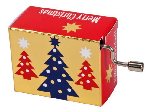 Music box, Silent Night, Trees, Gold imprint, Christmas