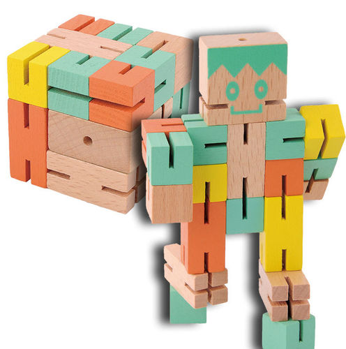 "Puzzle Boy" aus Holz, grün, orange, gelb, IQ-Test