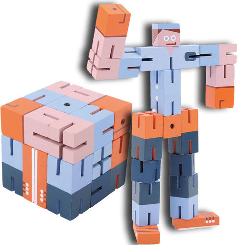 "Puzzle Boy" aus Holz, blau, orange, hellblau, IQ-Test