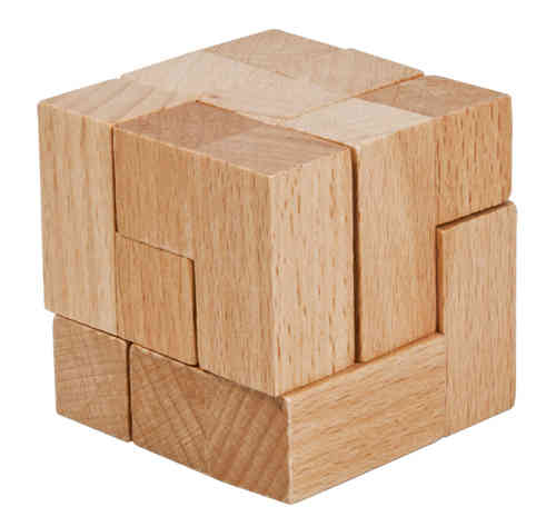 IQ-Test "L Würfel" aus Holz, in Plexiglasbox