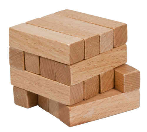 IQ-Test "Eckige Stäbe" aus Holz, in Plexiglasbox