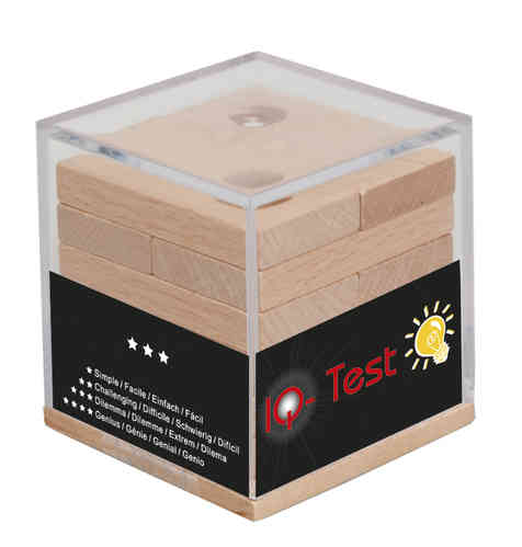 IQ-Test "Tafeln und Perlen" aus Holz, in Plexiglasbox