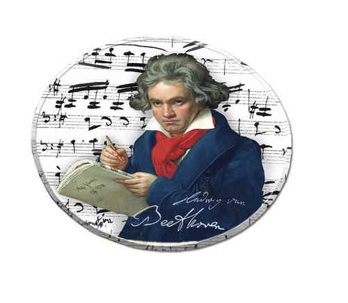 Coasters made of metal and cork, in box "Beethoven"