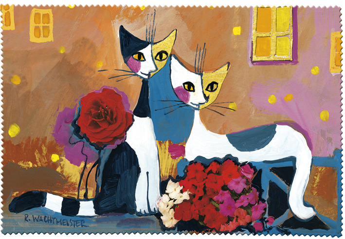 multicolor diseño de gatos Fridolin 18863 Rosina Wachtmeister Flying Hearts gamuza de limpieza para gafas gasa 18 x 12,5 x 1 cm 