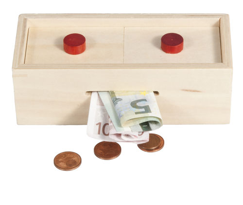Trick box for money gifts, natural/buttons