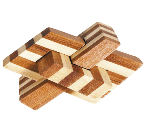 Fridolin IQ Test Bambus Puzzle Knobel Spiel 3D Gitterbox 9 x 8,5 x 9 cm 