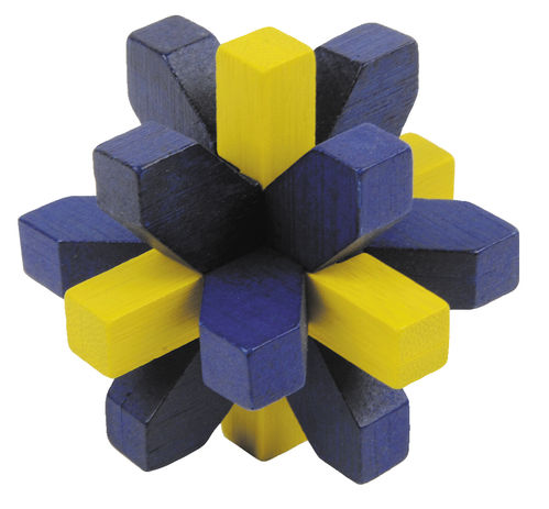 „IQ-Test“ Bambuspuzzle „Kristall“ blau – gelb