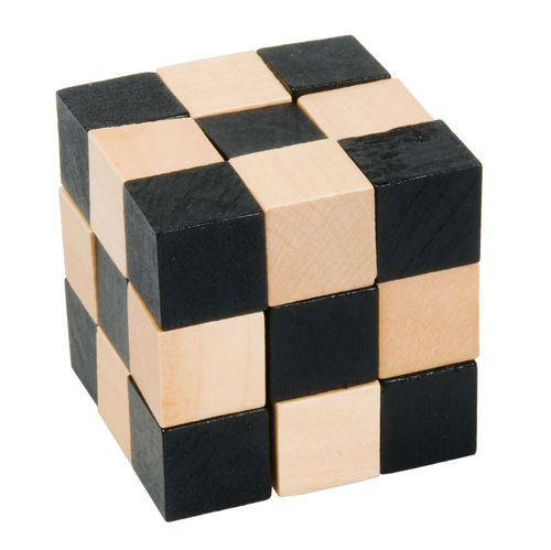 Magic cube w/ elastic band, natural/black, 7 cm (large)