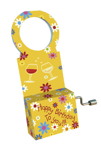Music box for Bottles "Happy Birthday" in Box "Flowers"