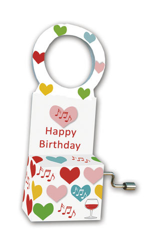 Music box for Bottles "Happy Birthday" in Box "Hearts"
