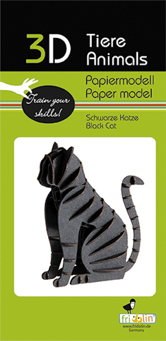 3D Papiermodell - Katze, schwarz