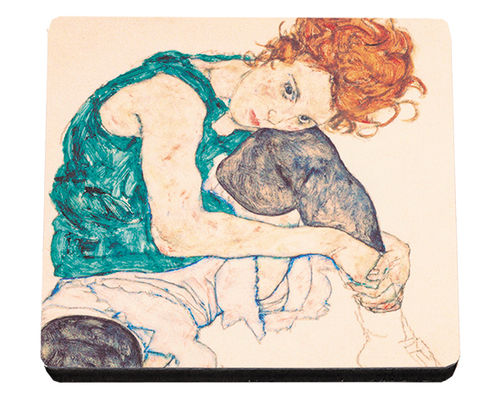 Coaster, Schiele, Sitting woman with knee bent, MDF