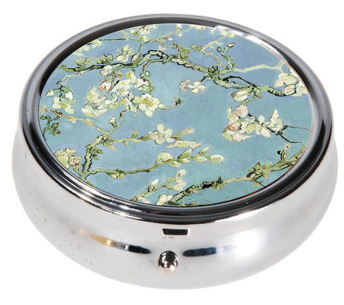Pill box, round, Van Gogh, Almond blossom