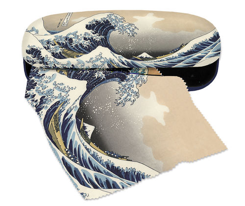 Spectacle case set „Hokusai - The great wave“, hardcase, cleaning cloth