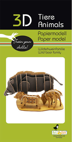 3D Papiermodell - Wildschwein-Familie