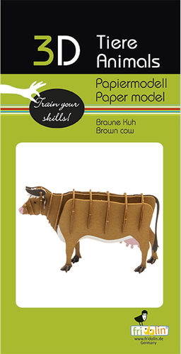 3D Papiermodell - Kuh, braun