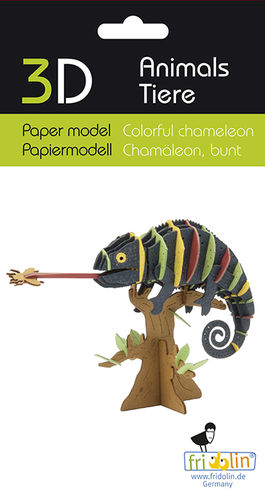 3D paper model, chameleon