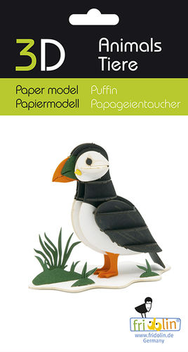 3D paper model, puffin